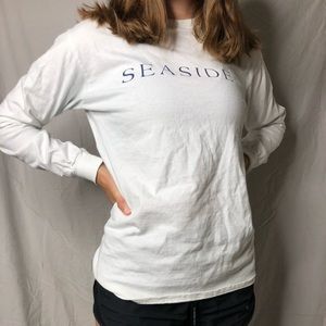 long-sleeve white seaside shirt